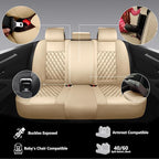 Car Seat Covers Full Set,Universal Fit for Cars,SUVs,Trucks,and Sedans with 5 Seats,Faux Leather Car Seat Cushion Compatible with Airbags,Waterproof Car Seat Protector,Beige