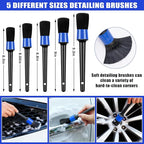 AUTODECO Car Wash Detailing Kit Cleaning Kits with Foam Gun Sprayer, Car Wash Brush and Large Wash Mitt Duster for Car Interior and Exterior Cleaning (Blue)