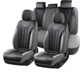 Coverado Front and Rear Seat Covers, Automotive Seat Cover Full Set, Waterproof Leather Seat Cover, Luxury Seat Cover for Cars, Universal Seat Cushion Car Seat Protector Fit for Most Cars(Gray&Black)