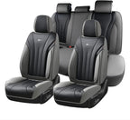 Coverado Front and Rear Seat Covers, Automotive Seat Cover Full Set, Waterproof Leather Seat Cover, Luxury Seat Cover for Cars, Universal Seat Cushion Car Seat Protector Fit for Most Cars(Gray&Black)