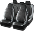 Skechers Memory Foam Car Seat Covers, Leather High Back Seat Covers Quilting Design,Waterproof Sports Car Seat Covers Full Sets,Airbag Compatible, Universal Fit for Most Cars, SUVs,Trucks,Gray
