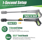 Pressure Washer Gun Wand & 3-in-1 Adjustable Nozzle, M22-14mm Fitting Compatible with Ryobi, Powerstroke, Greenworks, Husky, Raptor Blast, Electric Power Washer