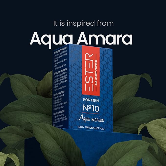 Car Luxury Perfume - Aqua Amara - Air Freshener - №10 Aqua Marine: For Men - 1Fl Oz Luxury Essential Oil Diffuser with Sticks - Strong and Long-Lasting Scent