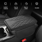 Car Center Console Cover, Leather Automotive Armrest Cushion with 2 Storage Bags, Breathable Armrest Cover, Universal Waterproof Arm Rest Protection Pad for SUV, Sedan, Truck (Black)
