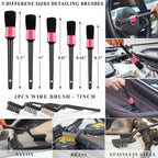 AUTODECO 39Pcs Car Cleaning Wash Kit Interior Detailing Cleaner Kit with High Power Handheld Vacuum, Brush Set, Windshield Tool, Duster, Towels, Tire Brush, Complete Car Care Tools, Pink