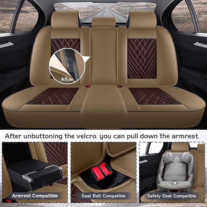 Truck Seat Covers for Ford F250 2011-2026, Waterproof Premium Leather Full Coverage Car Seat Cover, Muscle Sport Style Auto Interior Seat Cover Sets (Full Set/Brown Coffee)
