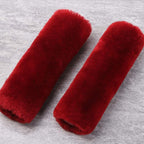 OGLAND 2 Pack Genuine Sheepskin Wool Car Seat Belt Pads for Auto Car Seatbelt Covers, Soft Shoulder Pad, Neck Cushion Protector(Claret)