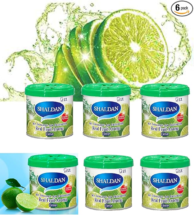My Shaldan Lime Scent 6-cans, V8 Original Classic Formula, Car Cup-holder Natural air freshener, Real Fruit Aroma