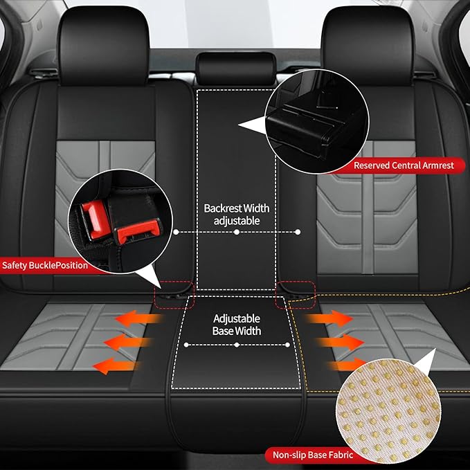TTX LIGHTING Car Seat Covers fit for Chevrolet Cruze 2011-2019 Full Set: Premium Leather Automotive Seat Cover with Airbag Compatible Waterproof (5 Seats, Black & Gray)