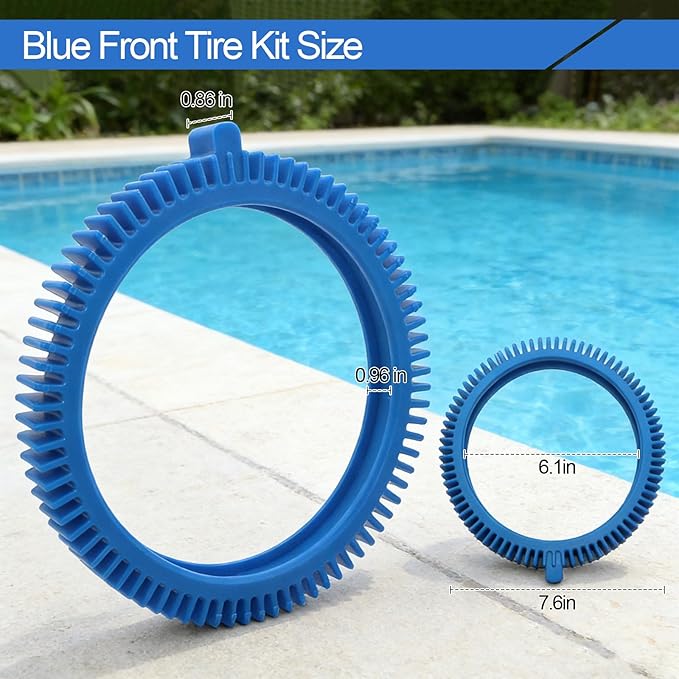 896584000-143 Front Tire Kit with Super Hump Replacement Tires for Poolvergnuegen Select and Hayward Phoenix Pool Cleaner Wheel (4Pcs Front Tires)