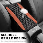 Car Center Console Cushion Pad, 12.6 × 7.48 Inches Waterproof Car Armrest Seat Box Cover, PU Leather Armrest Cover Protector for Most Vehicle, Universal Car Interior Accessories (Black+Brown)