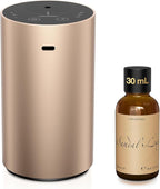 Waterless Essential Oil Diffuser Starter Kit with 30mL Sandal Lux Fragrance Oil Inspired by Luxury Hotel Scent for Home Car Office, Aroma Air Diffuser, Baterry Operated, ADX-Kit Metal Desert Titanium