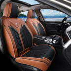 Coverado Front Seat Covers, Car Seat Covers Front Seats, Leather Seat Covers for Cars, Automotive Seat Covers Car Seat Protector Car Accessories Fit for Most Sedans SUV Pick-up Truck(Black&Brown)