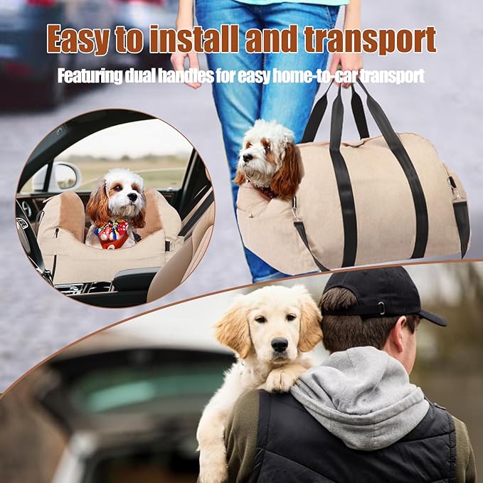 2 in 1 Secure Dog Cat Booster Seat Belt for Car Medium Small Dogs Pelsbarn Bed Safety Beds Cats Carriers Pet Carrier Washable Cover for Back Carseat Puppy Travel Bag Seats Accessories