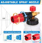 DUSICHIN Foam Cannon Short Pressure Washer Gun 1/4 Inch Quick Connector,Car Wash Foam Gun with 5 Pressure Washer Nozzle Tips 3/8'' Swivel Quick Connector,Additional Orifice Nozzle 1.04mm Car Washing