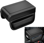 Car Center Console Cover, Upgraded Memory Cotton Auto Armrest Cushion with 2 Storage Bags, Waterproof Middle Console Cover Arm Rest Box Pad Car Interior Accessories for Most Vehicles