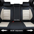 Car Seat Covers Full Set, Breathable Nappa Leather Car Seat Cushions, Auto Interiors Universal Fit for Most Cars, Compatible Automotive Vehicles(Sedan/SUV/Van), Black & White