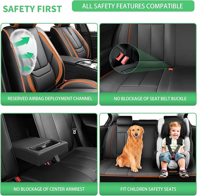 Fit Accent Car Seat Covers for Hyundai Accent 2006-2025 2026 -Upgraded Premium Waterproof & Breathable Leather,Airbag Compatible,All-Weather Seat Cushion Protector,2 Front/Black-Brown