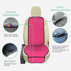 FH Group Car Seat Cushion – Neosupreme Single Front Seat Cover with Front Pockets, Airbag Compatible, Universal Fit Car Seat Cushion for Driver or Passenger Seat, SUV, Truck, Sedan & Van – Pink