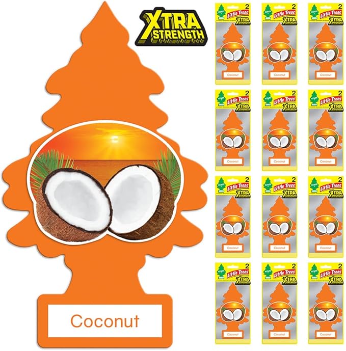 LITTLE TREES Car Air Freshener | Xtra Strength Provides Long-Lasting Scent for Auto or Home | Extra Boost of Fragrance | Coconut, 24 Air Fresheners