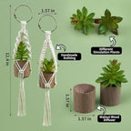 2 Pack Car Air Freshener Mirror Hanging Accessories Mini Macrame Crochet Plant with Wooden Essential Oil Diffusers Cute Boho Plant for Rear View Mirror Home Office Decor