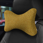 Headrest Pillow for Car Seat, 2 Pcs Memory Foam Neck Support Pillow for Neck Pain Relief, Compatible with Beautiful Gold Bling Glitter Sparkles Pattern Car Office Soft Travel Pillow