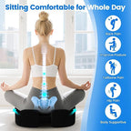 Seat Cushion, Memory Foam Chair Cushions for Tailbone/Sciatica Easing, Chair Pillow with Handles for Car, Office Chair Cushion with Non-Slip Design, Ideal for Post-Surgery Recovery(Black)