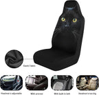 BIGCARJOB Durable Washable Black Cat Car Seat Covers 2pc Front Seat Only Ultra-Soft Universal Auto Drive Seat Protector Cover