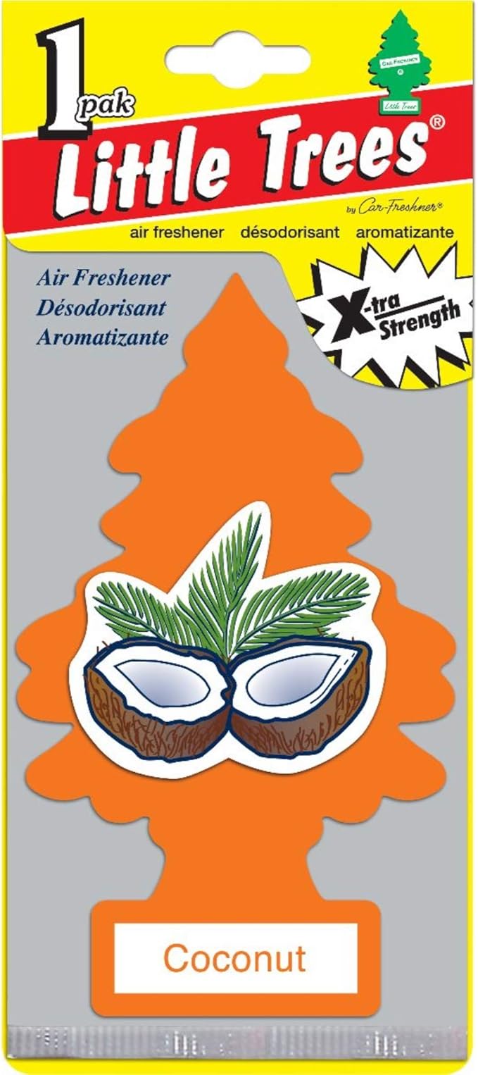 LITTLE TREES Car Air Freshener | X-tra Strength | Hanging Paper Tree for Home or Car | Coconut