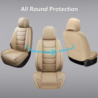 Full Coverage Faux Leather Car Seat Covers,Automotive Seat Covers for Cars,SUVs Pick-up Truck, Car Seat Cushion, Beige Seat Covers,Front Seat Cover,Car Seat Protector