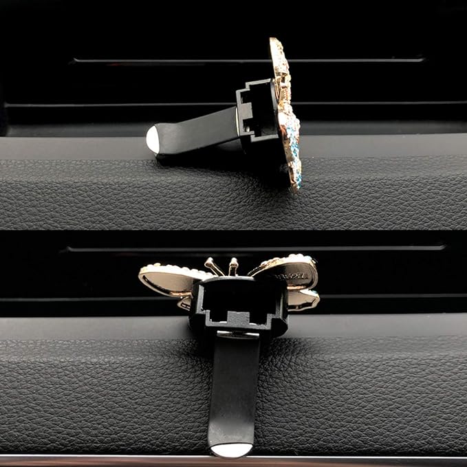 Bling Butterfly Car Air Vent Clip, Cute Rhinestone Air Freshener Clip, Glam SUV Outlet Vent Decorations, Charm Car Inter Decor Accessories for Girls Women (Blue + Purple)