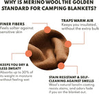 Woolly Mammoth Woolen Company Merino Wool Blanket - 80% Merino Wool - Camping Blankets for Cold Weather - Mositure-Wicking for Overlanding, Hunting, Emergency Kits, Bushcraft (66" x 90" Sandstone)