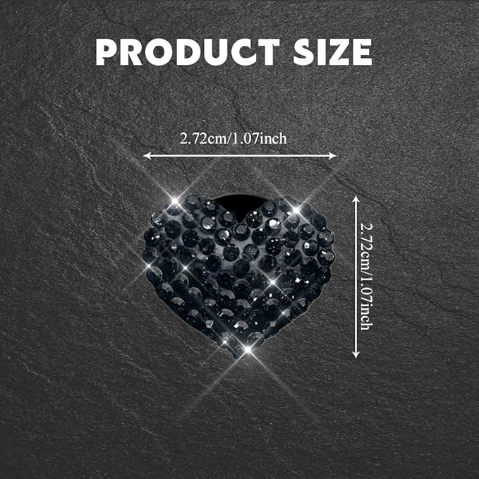 4PCS Bling Heart Air Vent Clips, Car Air Freshener for Women, Air Fresheners Diffuser Clip Charm, Car Air Conditioning Outlet Clip Decorative Accessory for Women Girls (Black, Style1)