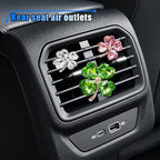 3PCS Bling Four Leaf Clover Car Dashboard Air Vent Trim Clips, Crystal Rhinestone Auto Air Fresheners Outlet Clips, Cute Car Interior AC Decoration Accessories for Women (Big Green/Small White & Pink)