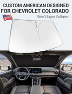 Proadsy Windshield Sun Shade Custom Fit Chevrolet Colorado Pickup Truck 2023 2024 2025 2026 4-Layer Foldable Front Sunshade Protector Sun Visor Blocks UV Rays Keep Car Cooler Accessories