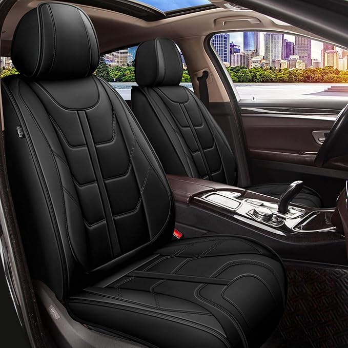 TTX LIGHTING Car Seat Covers fit for Nissan Pathfinder 2011-2026 Front Seat: Premium Leather Automotive Seat Cover with Airbag Compatible Waterproof (2 Seats, Black)