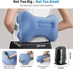 Mixtrend Travel Lumbar Pillow Inflatable Lumbar Support Pillow with Memory Foam, Back Support Pillow for Airplane Long Flight, Essential Travel Support Pillow for Women Men Kids（Mist Blue）