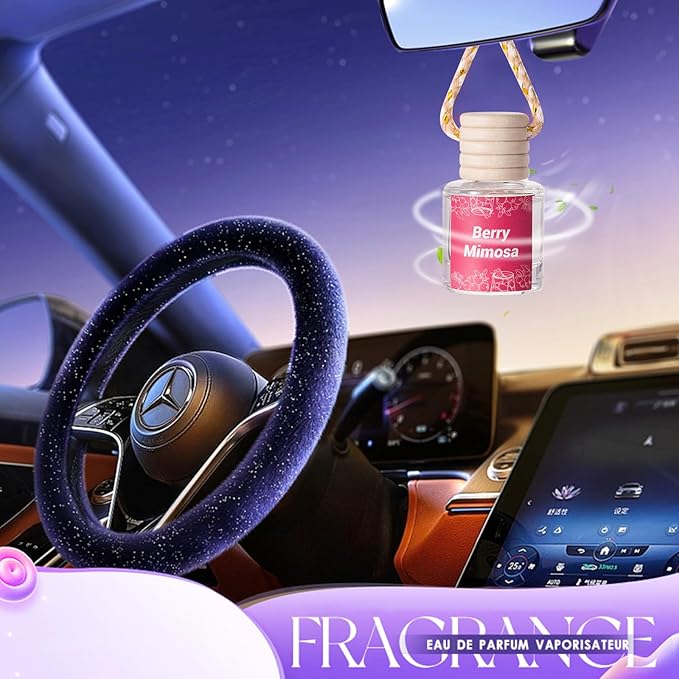 Car Air Freshener Diffuser, Hanging Car Scents Air Freshener, Car Fresheners Long Lasting, Essential Oil Diffuser, Berry Mimosa Fragrance Oil, 2pcs