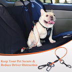 VIVAGLORY Dog Seat Belt Tuffbelt Dog Car Harness, Seatbelt with Clip & Hook for Car Travel, Chew Proof Anti Chew Unchewable Metal Safety Tether Restraint, S, Orange