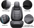 Full Coverage Faux Leather Car Seat Covers Full Set,Automotive Seat Covers for Cars,SUVs Pick-up Truck, Car Seat Cushion, Black and Grey Seat Covers for 5 Seats