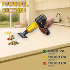 Handheld Car Vacuum, Cordless Portable Vacuum Cleaner with 18000Pa Suction, USB-C Rechargeable, Mini Vacuum for Car, Home, Office, Pet Hair Remover Glove (Black)