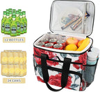 Red Rose Flower Cooler Bag Insulated Cooler Soft Sided Cooler 24 Can Portable Picnic Bag Large Leakproof Lunch Bag Box for Beach Grocery Camping Travel Car Men Women