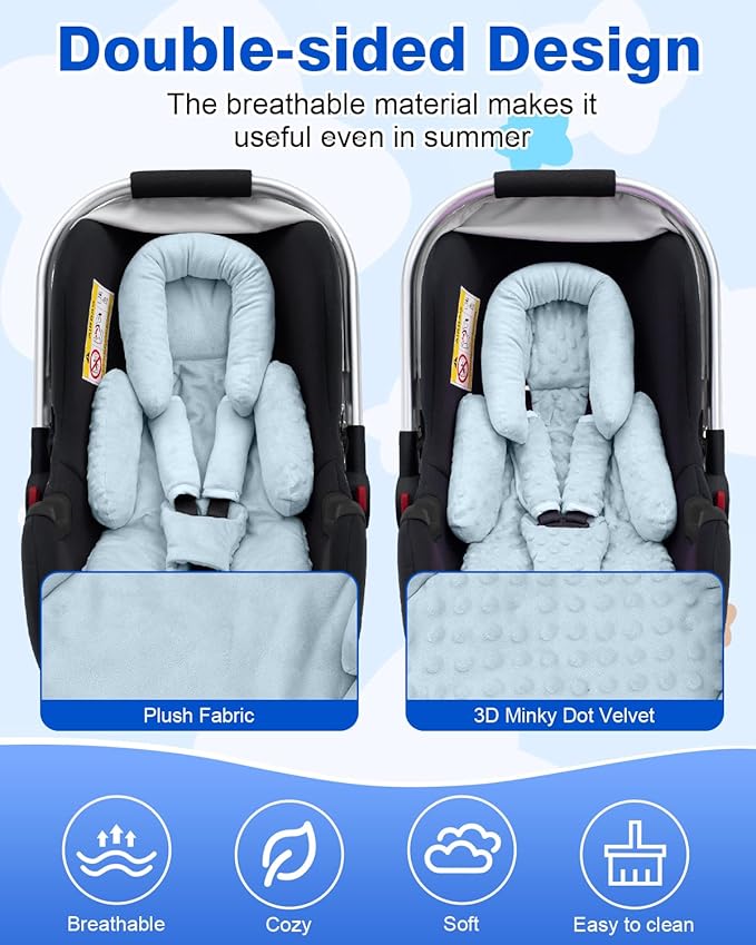 Infant Insert Compatible with Mamaroo/Graco Swing/Doona Stroller, Thickened Baby Car Seat Head Support with Shoulder Covers, Breathable Newborn Carseat Insert for Preemie to Infant