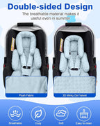 Infant Insert Compatible with Mamaroo/Graco Swing/Doona Stroller, Thickened Baby Car Seat Head Support with Shoulder Covers, Breathable Newborn Carseat Insert for Preemie to Infant