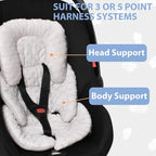 Infant Carseat Insert, 2-in-1 Reversible Baby Car Seat Cushion for Newborn Toddler Head & Body Support Car Seat Pad for Carseats, Strollers, Swings, Bouncers