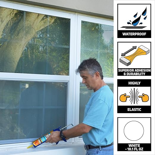Sika Sikaflex - White - Construction sealant (White) - All-Purpose Polyurethane sealant - for All Types of Joints 1/2" or Smaller - 10.1 fl oz (Pack of 2)