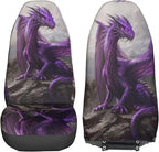 Delerain Car Seat Covers Set 2Pcs, Cool Purple Dragon Universal Front Car Seats Vehicle Enterior Protector Suitable Fits Most Car Auto SUV Sedan Truck