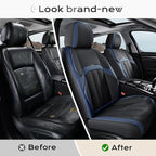 Coverado Car Seat Cover, Cover for Cars Full Seat, Premium Leather, Universal Fit Waterproof Seat Protectors, Car Seat Cushion Non-Slip for Most Cars-BlackBlue