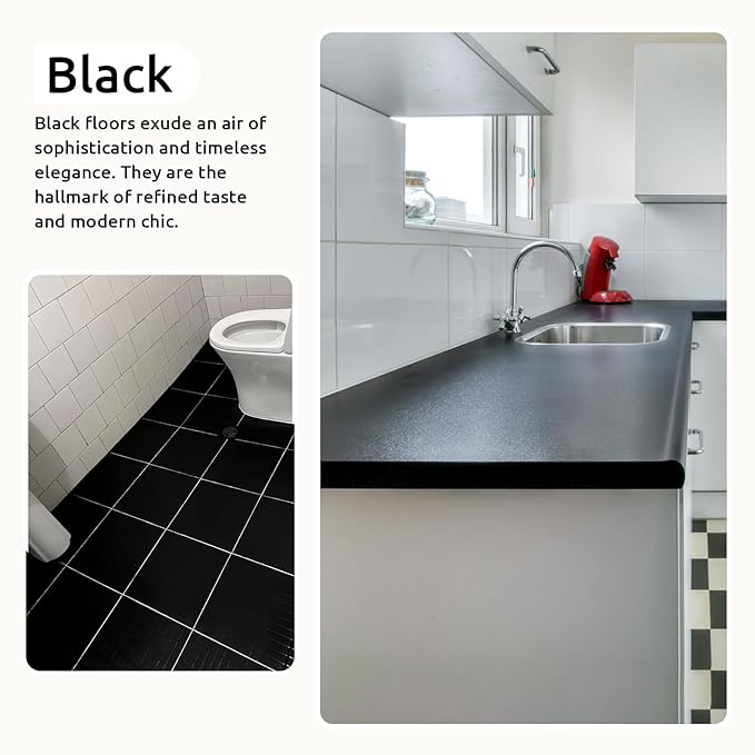 All-In-One Interior Floor Coating Kit, Water-based & Low Odor One-Step Floor Paint, High Hardness Waterproof Paint for Ceramic, Porcelain, Fiberglass, Hardwood, Laminate, Vinyl, 35OZ, Black