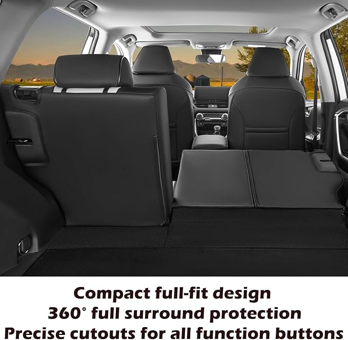 HKZ Fit RAV4 Car Seat Cover Set for 2013 2014 2015 2016 2017 2018 Toyota RAV4 Limited XLE SE Platinum Adventure-Leather(Black+Grey)